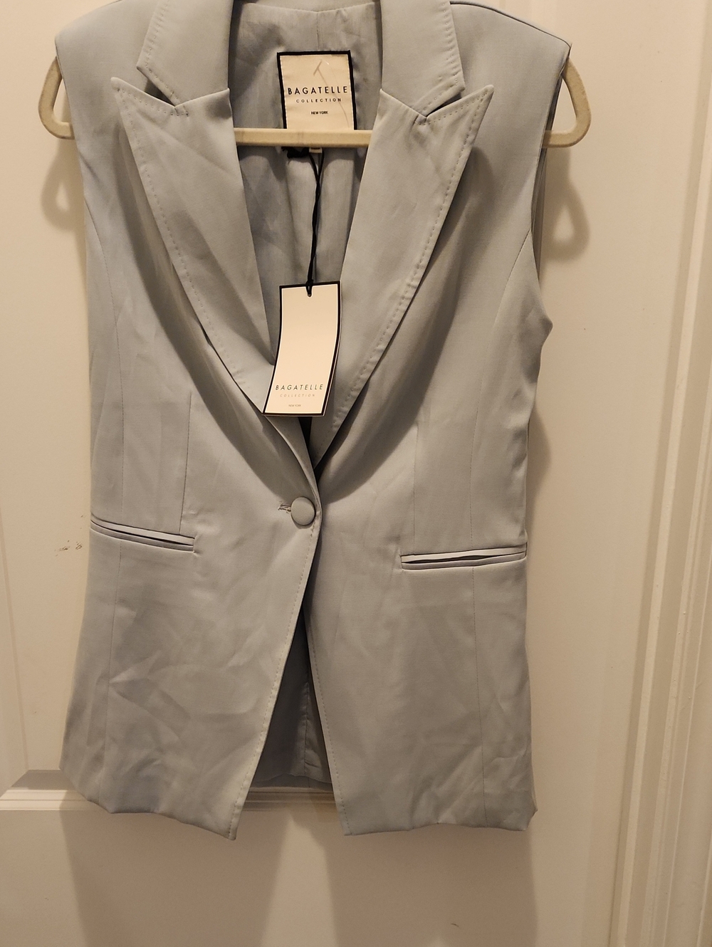 NWT Bagatelle Collection Light Powder Blue Sleeveless Blazer Vest